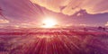 oasis sunset landscape background illustration Royalty Free Stock Photo