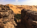 Oasis of Taghit from the Djebel Baroun ruins Royalty Free Stock Photo