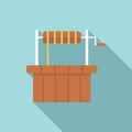 Oasis water well icon, flat style Royalty Free Stock Photo