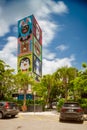 The Oasis Wynwood art tower from metal shipping containers