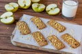 oat biscuits with apples home glass of milk