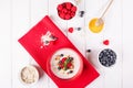 Oat Cereal Porridge Fruit Breakfast Top Flatlay