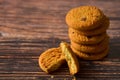 Oat and chocolate chip cookies on rustic wooden table background, copy space Royalty Free Stock Photo