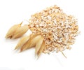 Oat ears of grain and bran isolated Royalty Free Stock Photo