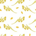 Oat ears of grain vector seamless pattern on white Royalty Free Stock Photo