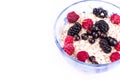 Oat flake porridge with fresh berries isolated Royalty Free Stock Photo