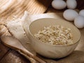 Oat flakes and eggs Royalty Free Stock Photo