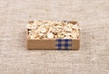 Oat flakes on linen Royalty Free Stock Photo