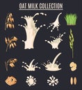 Oat milk collection isolated on black background