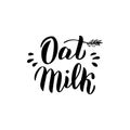 Oat milk typography text logo. Trendy lettering package design. Sticker, banner icon. Vector