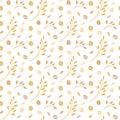 Oat pattern vector. Seamless pattern with oat flakes on white background. hand drawn illustration. Spikes and grains of