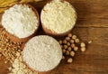 Oat, wheat and chick-pea flour Royalty Free Stock Photo