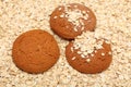 Oatcakes on rolled oats background
