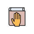 Oath on bible, constitution flat color icon.