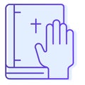 Oath on bible flat icon. Swearing on book blue icons in trendy flat style. Honest gradient style design, designed for