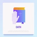 Oath icon: hand on bible. Flat gradient style. Modern vector illustration