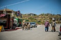 Cowboys and mules in the City of Oatman on Route 66 in Arizona
