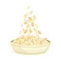 Oatmeal as Whole-grain Food with Flattened Rolled Oats in Bowl Vector Illustration
