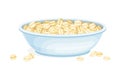 Oatmeal as Whole-grain Food with Flattened Rolled Oats in Bowl Vector Illustration