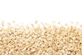 Oatmeal background on a white background, top view. Place for text Royalty Free Stock Photo