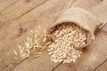 Oatmeal in bag on table