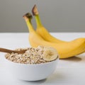 Oatmeal with banana. diet concept Royalty Free Stock Photo