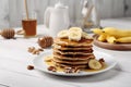 Oatmeal banana pancakes with natural honey. Generate Ai