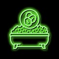 oatmeal baths dry skin neon glow icon illustration