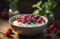oatmeal with berries in a bowl,