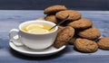 Oatmeal biscuits as tasty pastry for cup of tea Royalty Free Stock Photo