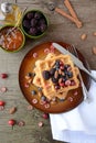 Belgian waffles with jam and berry Royalty Free Stock Photo