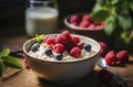 oatmeal in a bowl with berries,