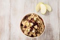 Oatmeal Breakfast Cereal With Apples and Cranberries From Above Royalty Free Stock Photo