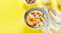 Oatmeal with caramelized pear and walnut Royalty Free Stock Photo