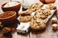 Oatmeal cookies with chocolate Royalty Free Stock Photo