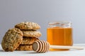 Oatmeal Cookies and Polyfloral Honey Royalty Free Stock Photo
