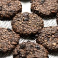 Oatmeal cookies with raisins and chocolate. Sweet pastries, dessert concept. Close up shot. Square format or 1x1