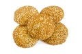 Oatmeal cookies with sesame seeds on a white background Royalty Free Stock Photo