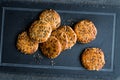 Oatmeal Cookies with Sunflower Seeds / Kernel Seeds for Ketogenic or Keto Diet. Royalty Free Stock Photo