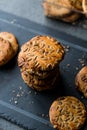 Oatmeal Cookies with Sunflower Seeds / Kernel Seeds for Ketogenic or Keto Diet. Royalty Free Stock Photo