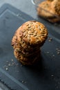 Oatmeal Cookies with Sunflower Seeds / Kernel Seeds for Ketogenic or Keto Diet. Royalty Free Stock Photo