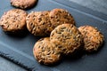 Oatmeal Cookies with Sunflower Seeds / Kernel Seeds for Ketogenic or Keto Diet. Royalty Free Stock Photo