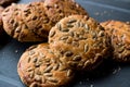 Oatmeal Cookies with Sunflower Seeds / Kernel Seeds for Ketogenic or Keto Diet. Royalty Free Stock Photo