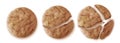 Oatmeal cookies top view, whole or cracked biscuit