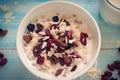 Oatmeal with dried fruit. Royalty Free Stock Photo