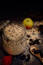 Oatmeal with dried fruit in a mason jar - cereal