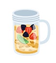 Oatmeal with fruits in glass