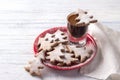 Oatmeal gingerbread cookies in the shape of Christmas tree Royalty Free Stock Photo