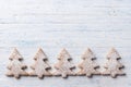 Oatmeal gingerbread cookies in the shape of Christmas tree Royalty Free Stock Photo