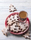 Oatmeal gingerbread cookies in the shape of Christmas tree Royalty Free Stock Photo